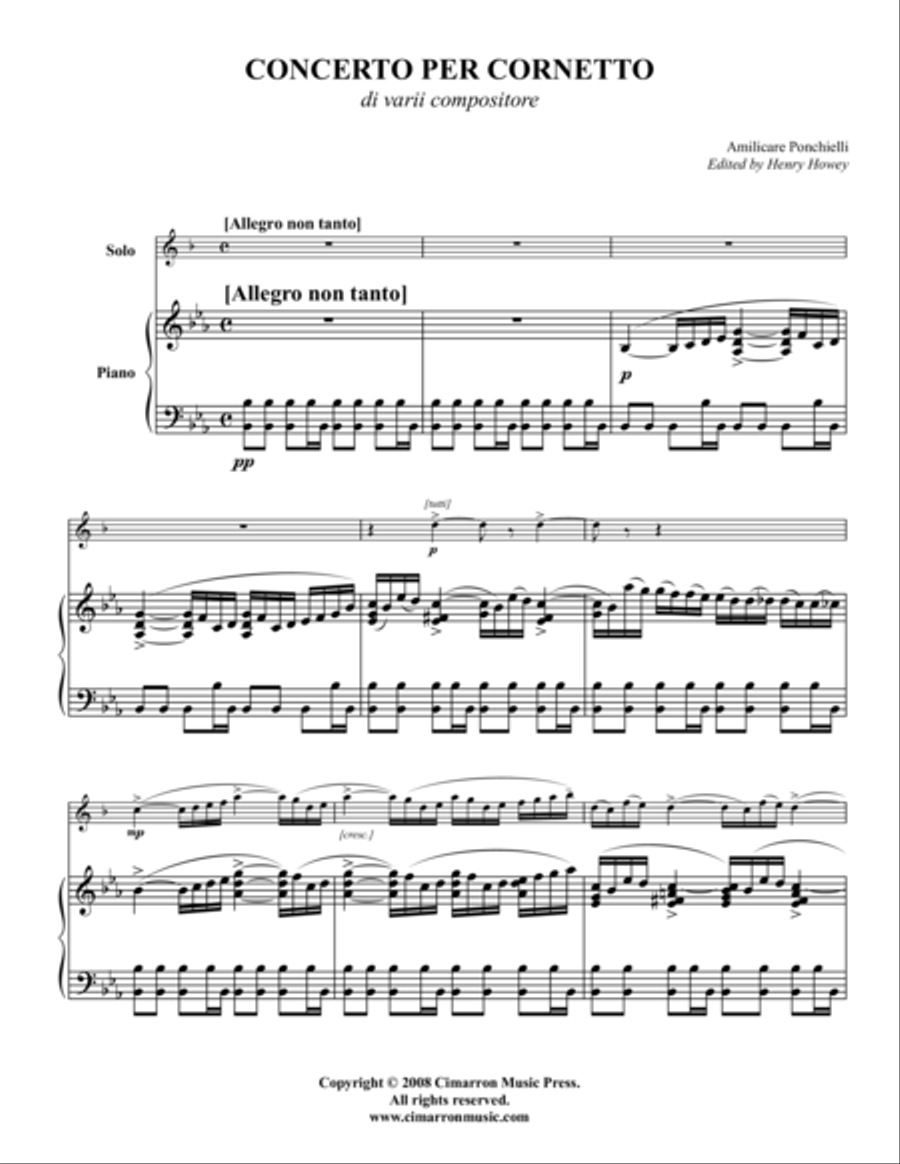 Concerto per Cornetto, Op. 198, Partitura N. 184 Cornet scores gallery preview page 1