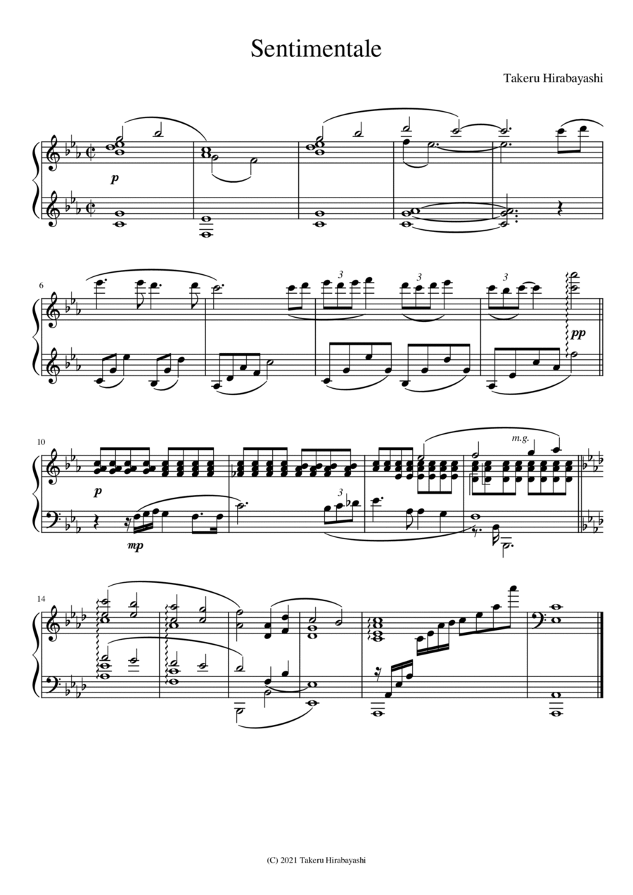 Sentimentale Piano Solo scores gallery preview page 1