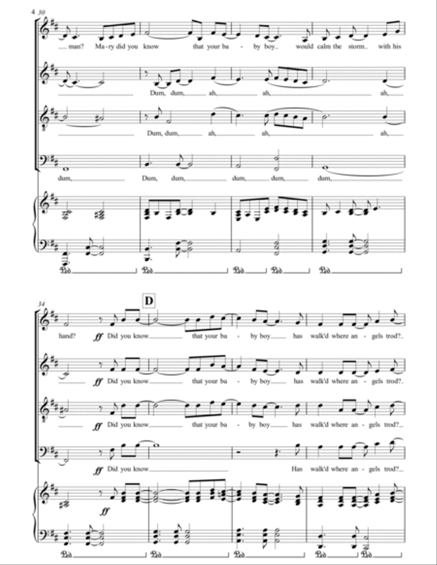 Mary, Did You Know? 4-Part scores gallery preview page 4