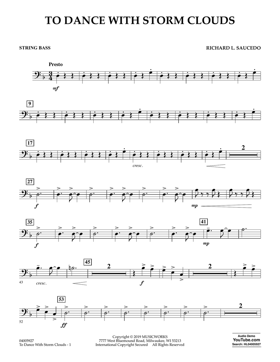 To Dance with Storm Clouds - String Bass Concert Band scores gallery preview page 1