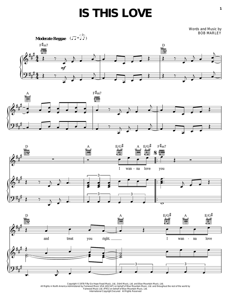 Is This Love Piano, Vocal, Guitar scores gallery preview page 1