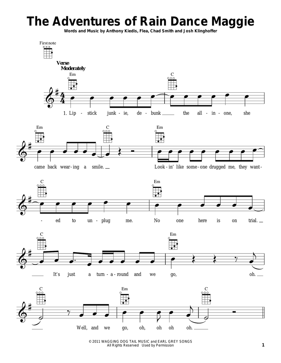 The Adventures Of Rain Dance Maggie Ukulele scores gallery preview page 1