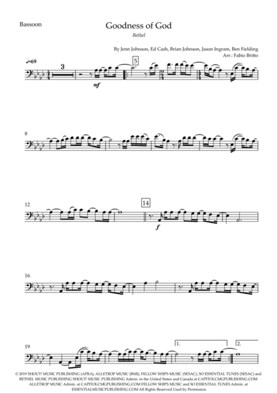 Goodness Of God Goodness Of God Bassoon scores gallery preview page 5