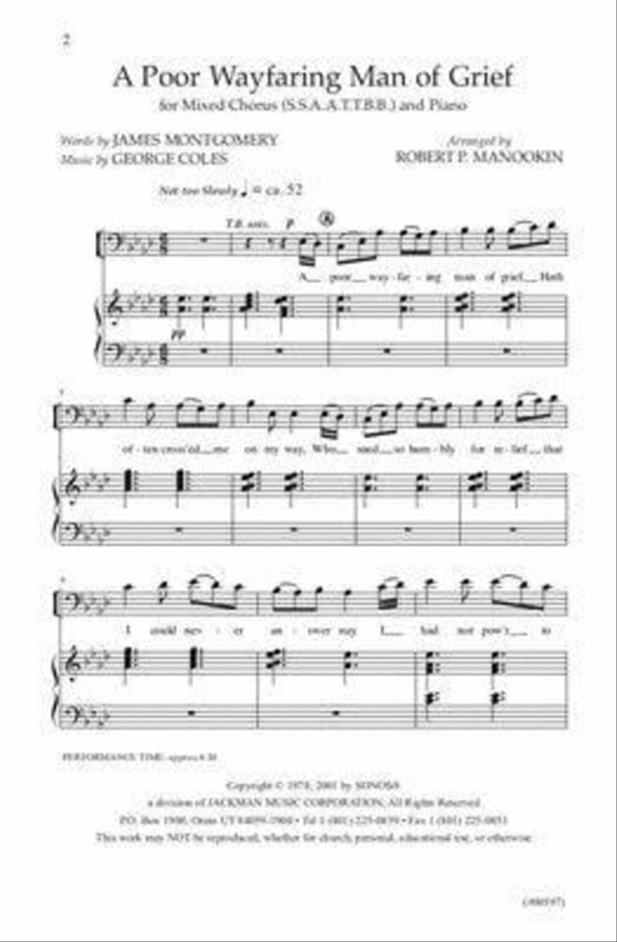 A Poor Wayfaring Man of Grief - SATB 4-Part scores gallery preview page 2