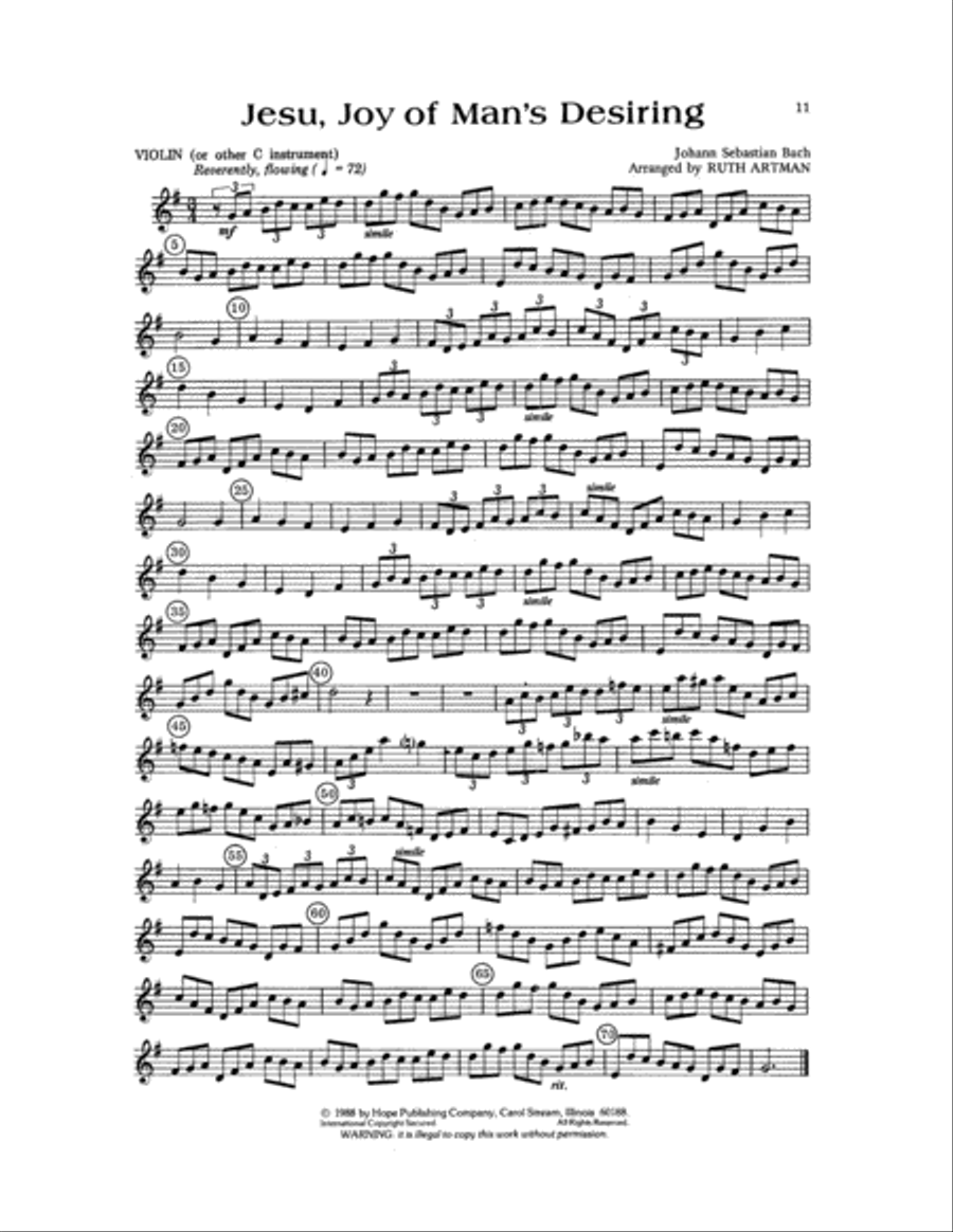 Jesu, Joy of Man's Desiring Unison Choir scores gallery preview page 11