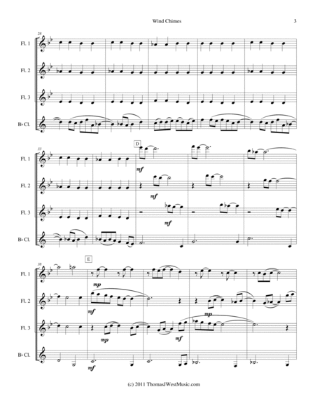 Wind Chimes (Flute & Clarinet Quartet - Grade 1.5) image number null