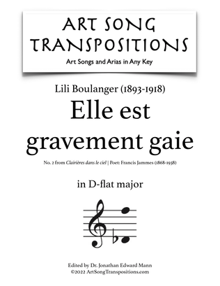 Book cover for BOULANGER: Elle est gravement gaie (transposed to D-flat major)