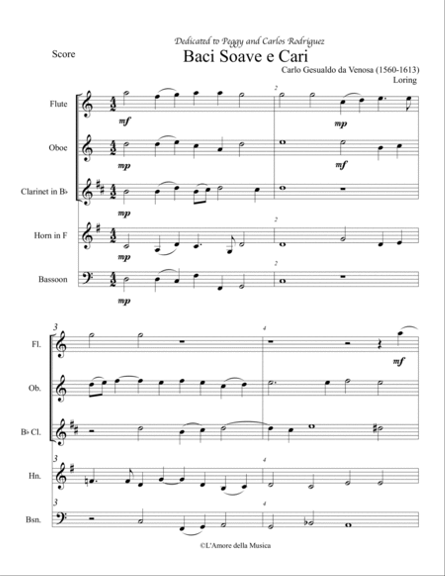 Baci Soave e Cari Woodwind Quintet scores gallery preview page 6
