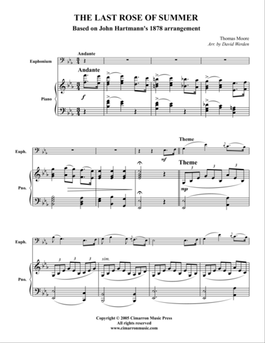 The Last Rose of Summer Euphonium scores gallery preview page 1
