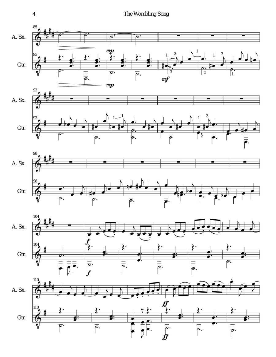 The Wombling Song Alto Saxophone scores gallery preview page 4