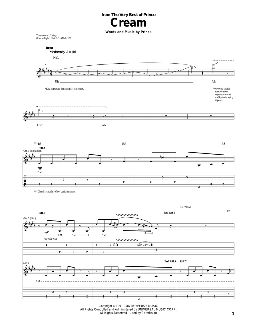 Cream Acoustic Guitar scores gallery preview page 1