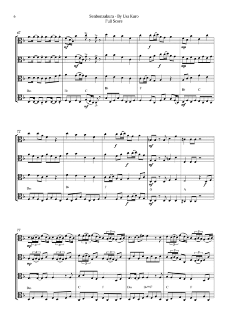 Senbonzakura String Quartet scores gallery preview page 6