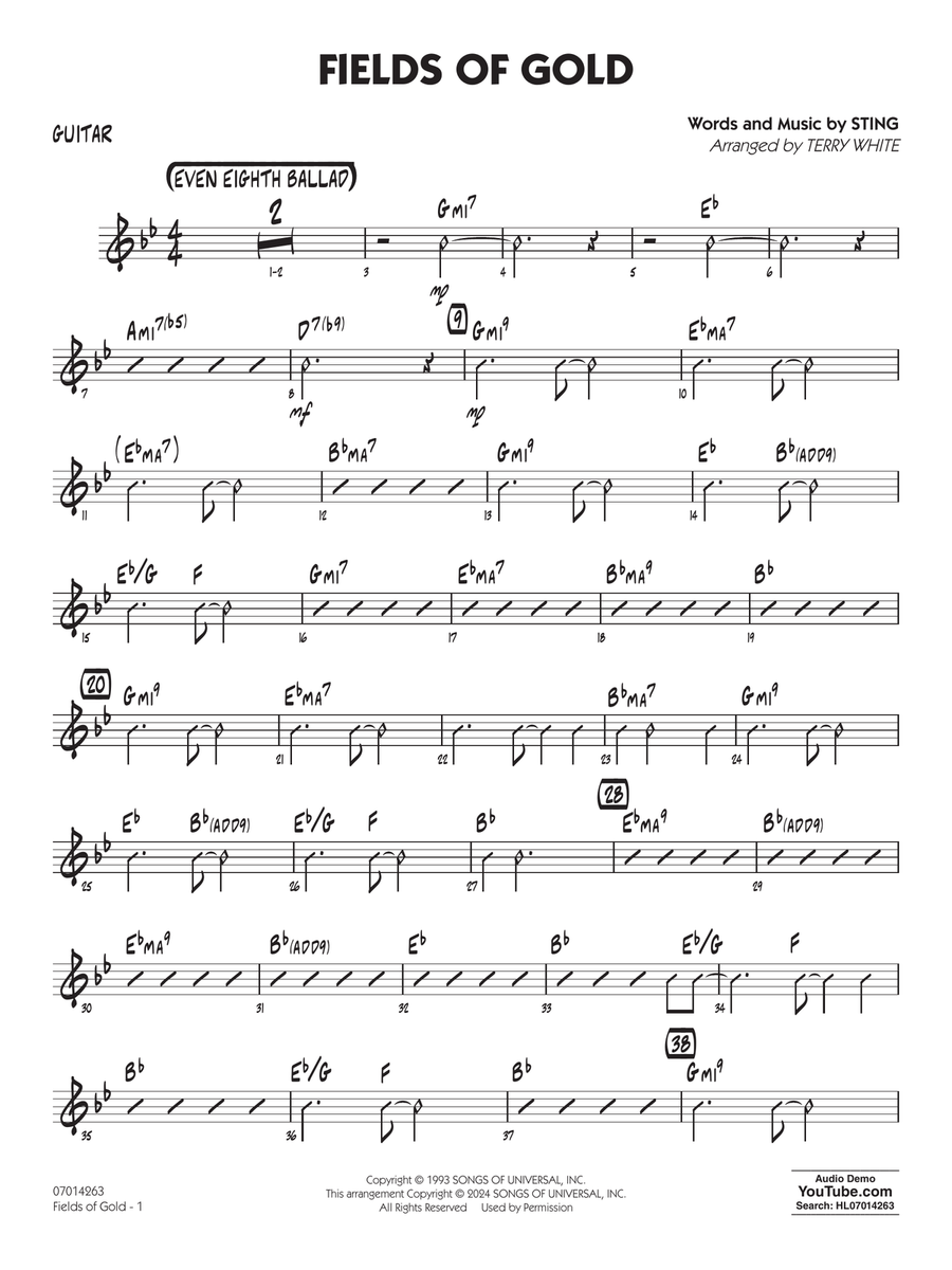 Fields Of Gold (arr. Terry White) - Guitar Jazz Ensemble scores gallery preview page 1