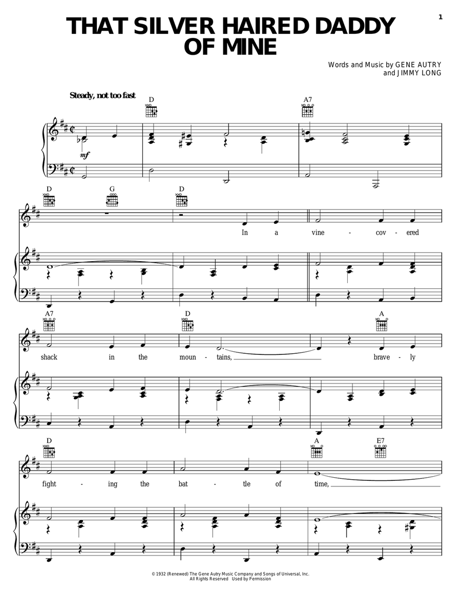 That Silver Haired Daddy Of Mine Piano, Vocal, Guitar scores gallery preview page 1