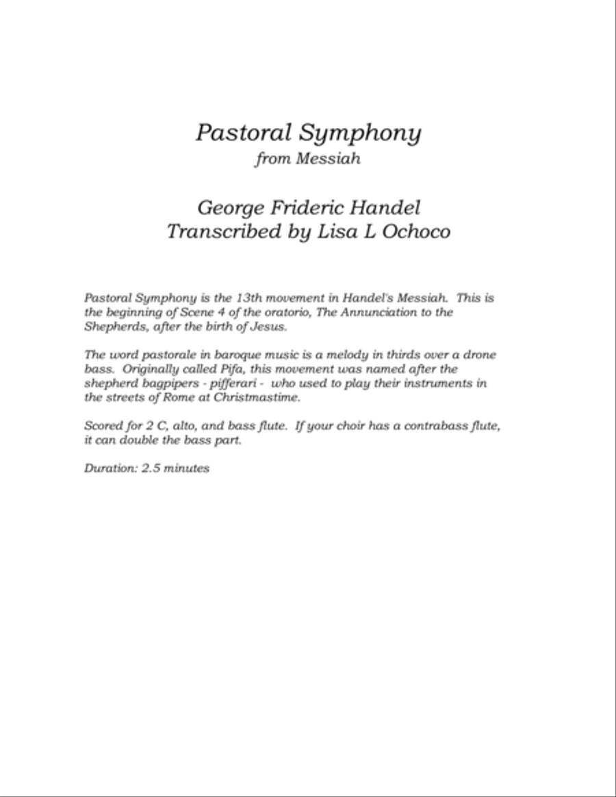 Pastoral Symphony from Messiah for Flute Choir Flute Choir scores gallery preview page 4