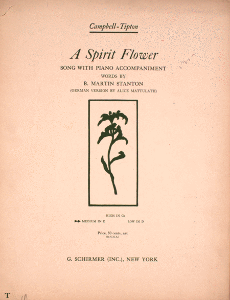 A Spirit Flower. Song With Piano Accompaniment