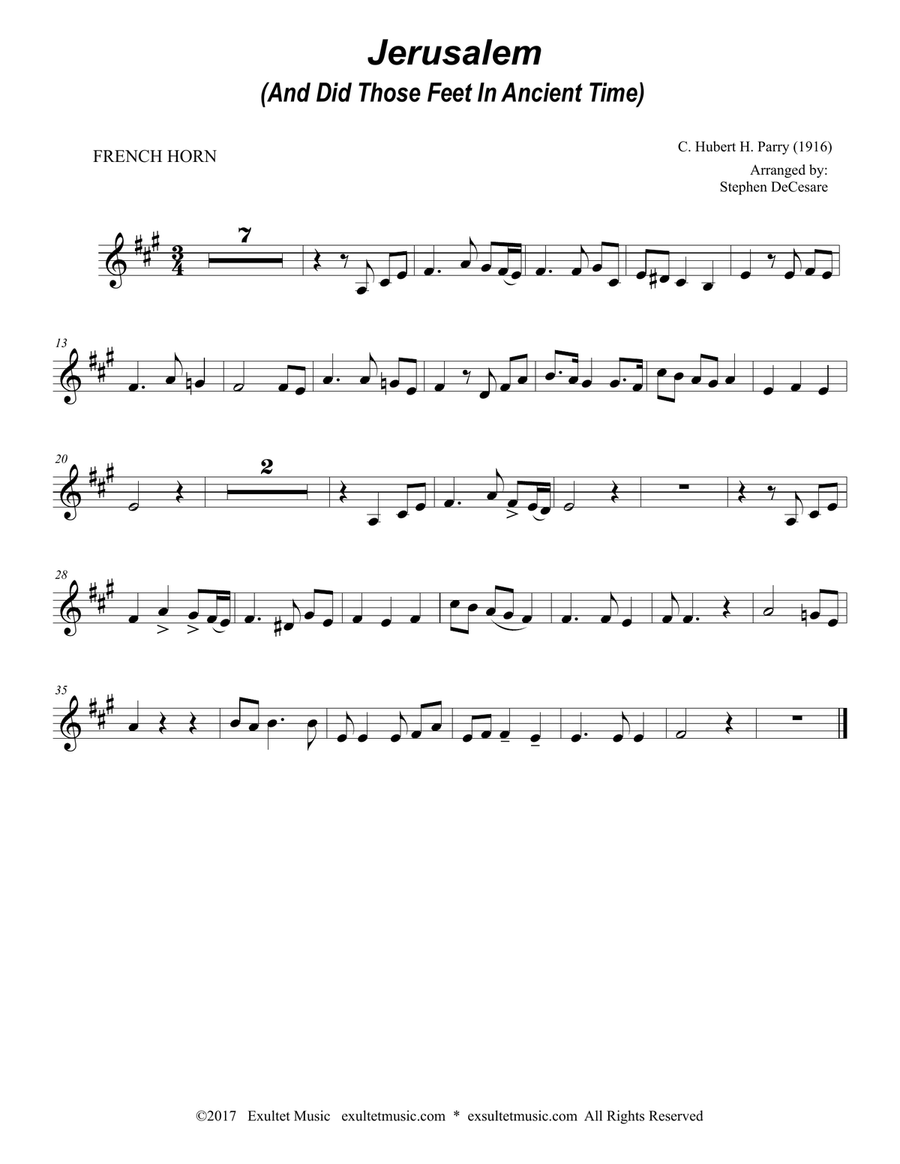 Jerusalem (Brass Quartet and Piano) Brass Quartet scores gallery preview page 5