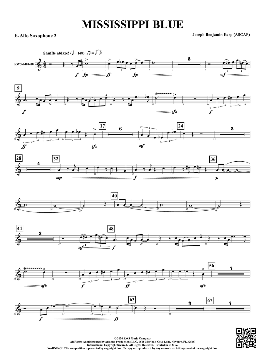 Mississippi Blue: 2nd E-flat Alto Saxophone Alto Saxophone scores gallery preview page 1
