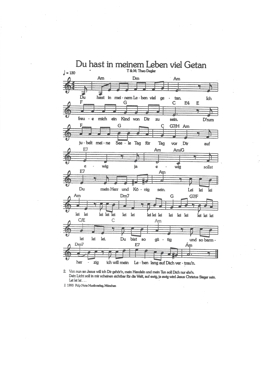 Du hast in meinem Leben viel getan Easy Piano scores gallery preview page 1