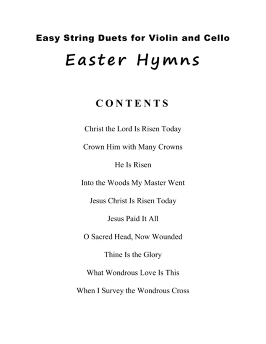 Easy String Duets: Easter Hymns (A Collection of 10 Easy Violin and Cello Duets) image number null