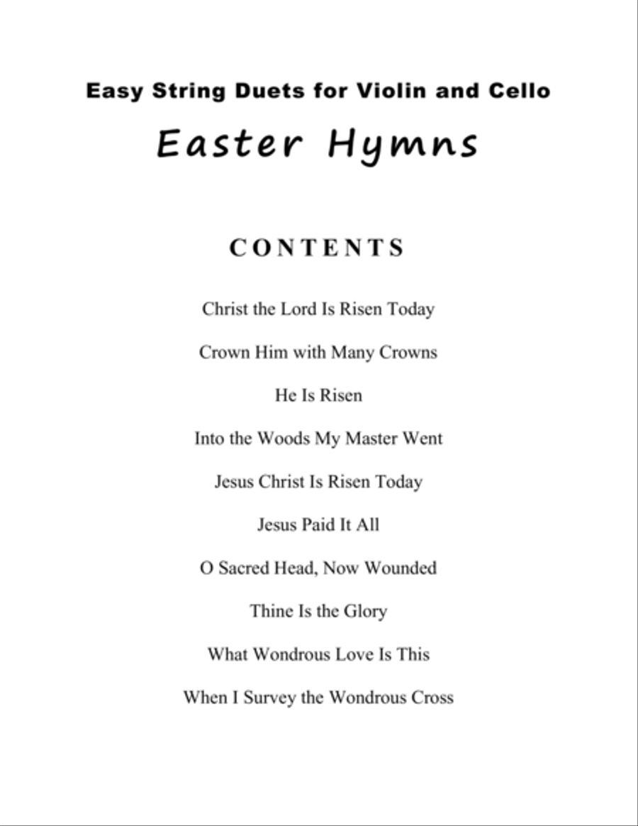 Easy String Duets: Easter Hymns (A Collection of 10 Easy Violin and Cello Duets) image number null