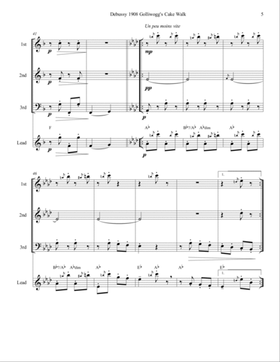 Debussy Golliwogs Cakewalk For Mixed Trio Small Ensemble scores gallery preview page 5
