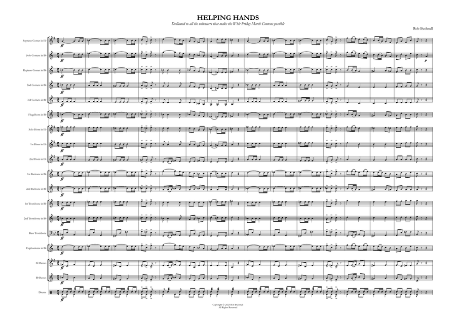 March: Helping Hands (Rob Bushnell) - Brass Band Brass Band scores gallery preview page 4