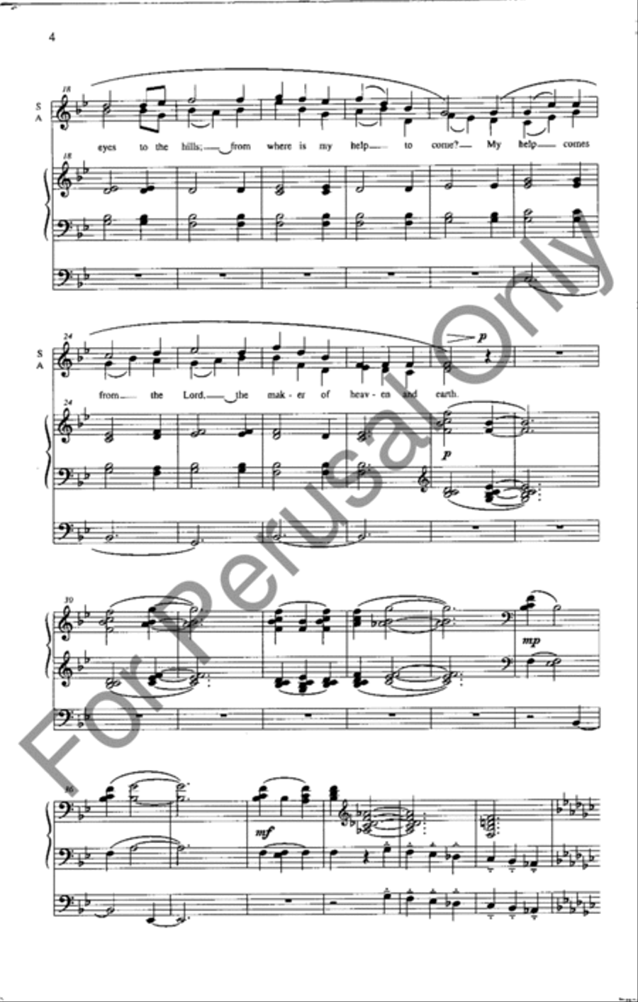I Lift Up My Eyes To The Hills 4-Part scores gallery preview page 3