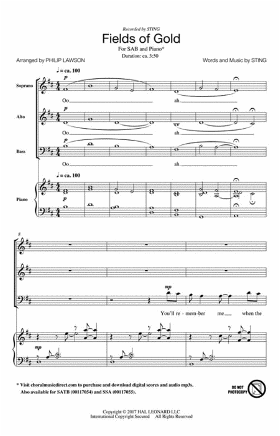 Fields of Gold 3-Part scores gallery preview page 2