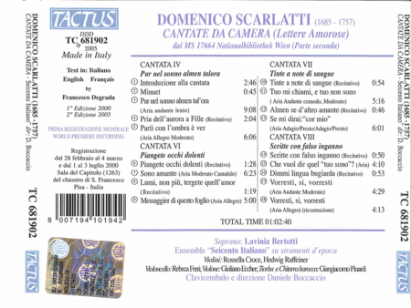Scarlatti: Cantate Da Camera