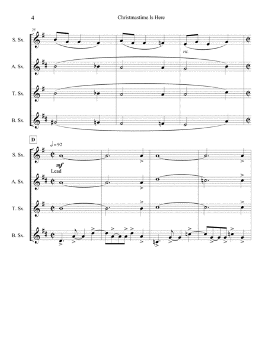 Christmas Time Is Here Woodwind Quartet scores gallery preview page 4