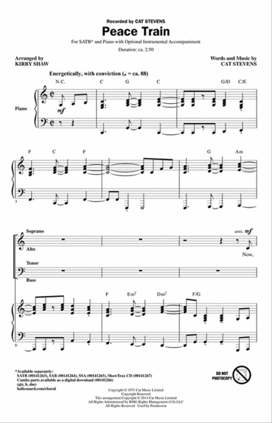 Peace Train Choir scores gallery preview page 2