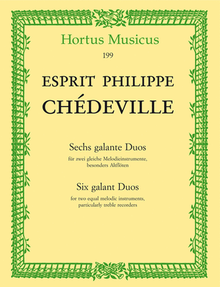 Book cover for Sechs galante Duos for two equal melodic instruments, especially Treble Recorders