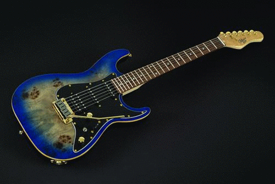 Blue Burst Burl 60 Ultra Double Cutaway Electric With Locking Tremelo System