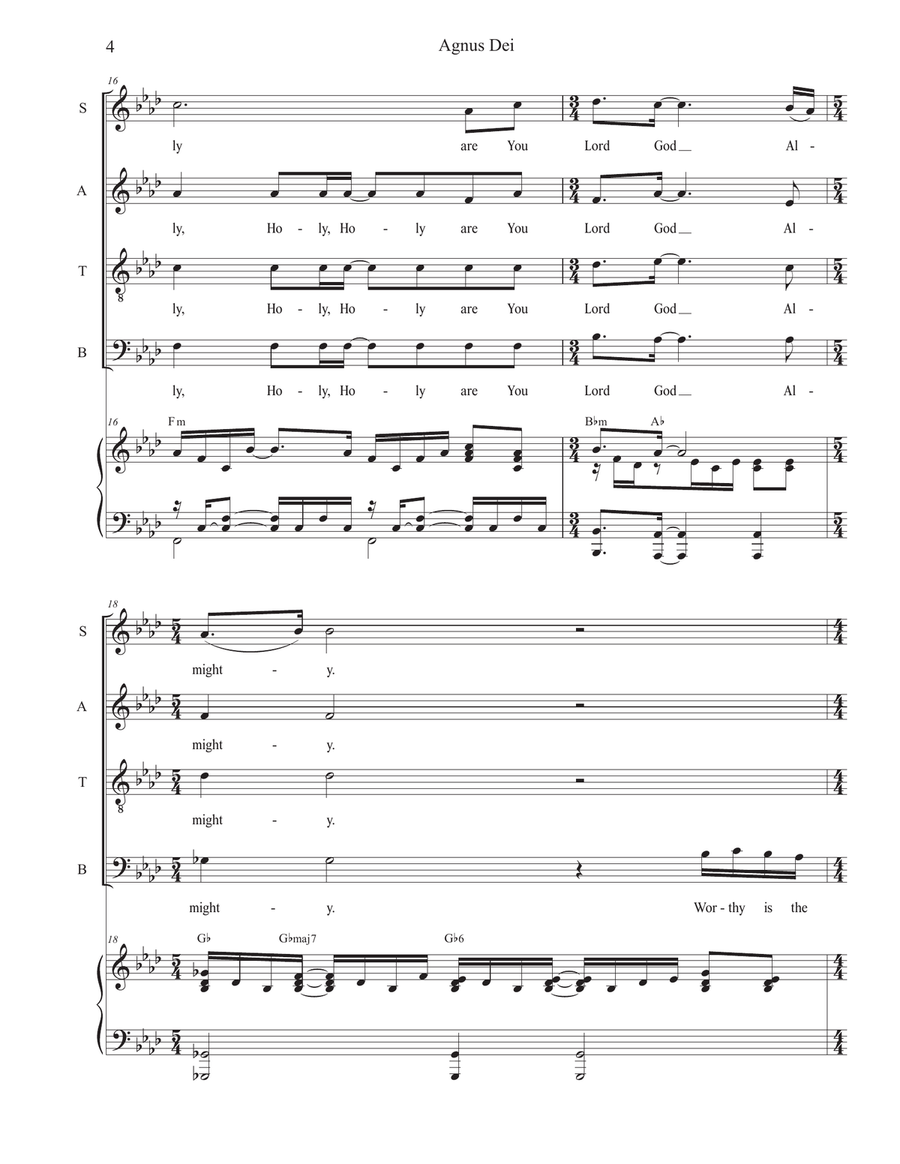 Medley: Agnus Dei with How Great Thou Art 4-Part scores gallery preview page 4