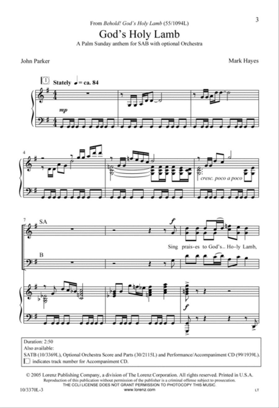 God's Holy Lamb 3-Part scores gallery preview page 3