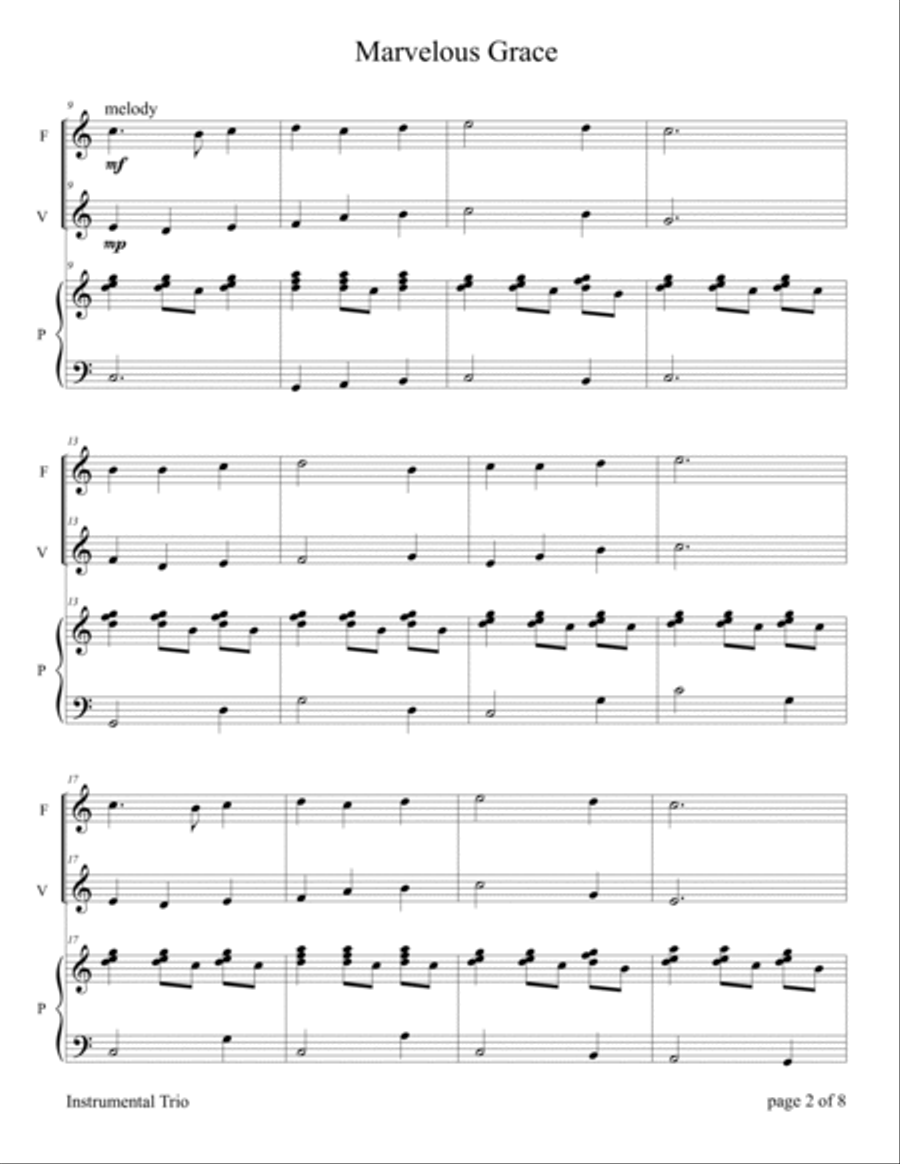 Marvelous Grace (Flute and/or Violin Duet with Piano Accompaniment) Flute scores gallery preview page 6