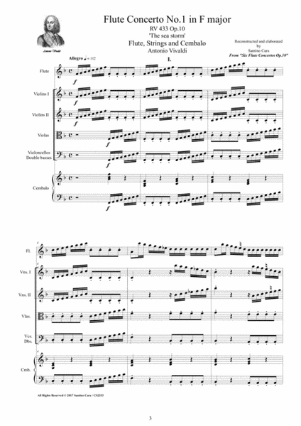 Vivaldi - Six Flute Concertos Op.10 for Flute, Strings and Cembalo - Scores and Parts