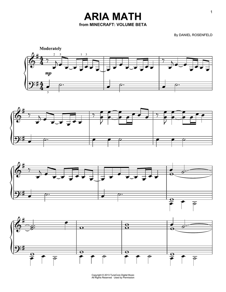 Aria Math (from Minecraft) Voice Solo scores gallery preview page 1