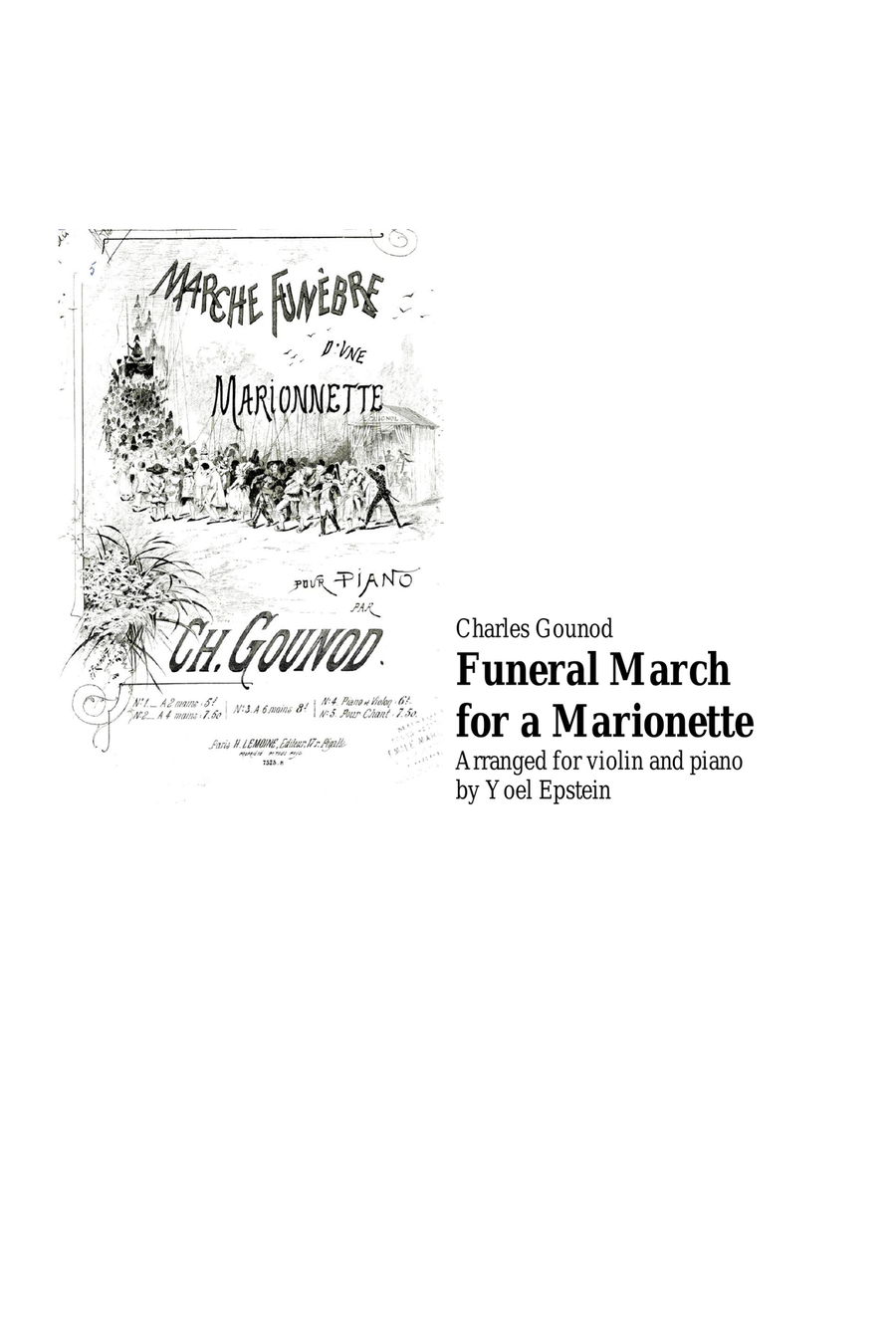 Charles Gounod Funeral March for a Marionette, for violin and piano Violin Solo scores gallery preview page 1