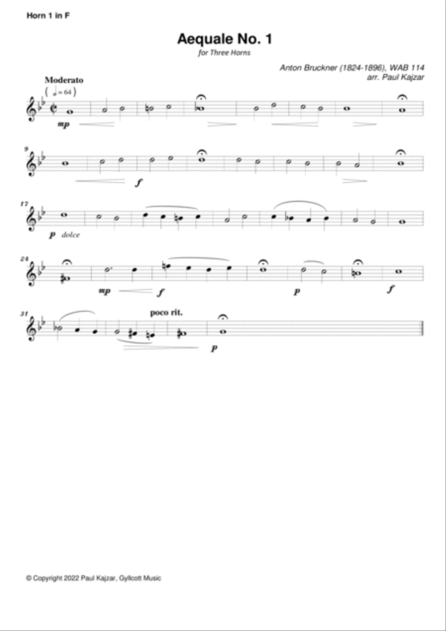Aequale No. 1 (Three Horns) Brass Ensemble scores gallery preview page 3