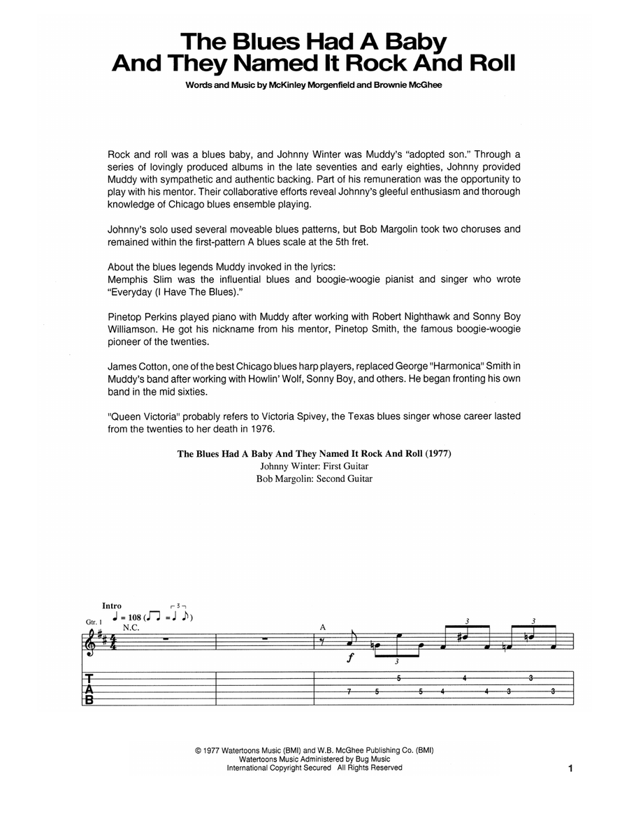 The Blues Had A Baby And They Named It Rock And Roll Electric Guitar scores gallery preview page 1