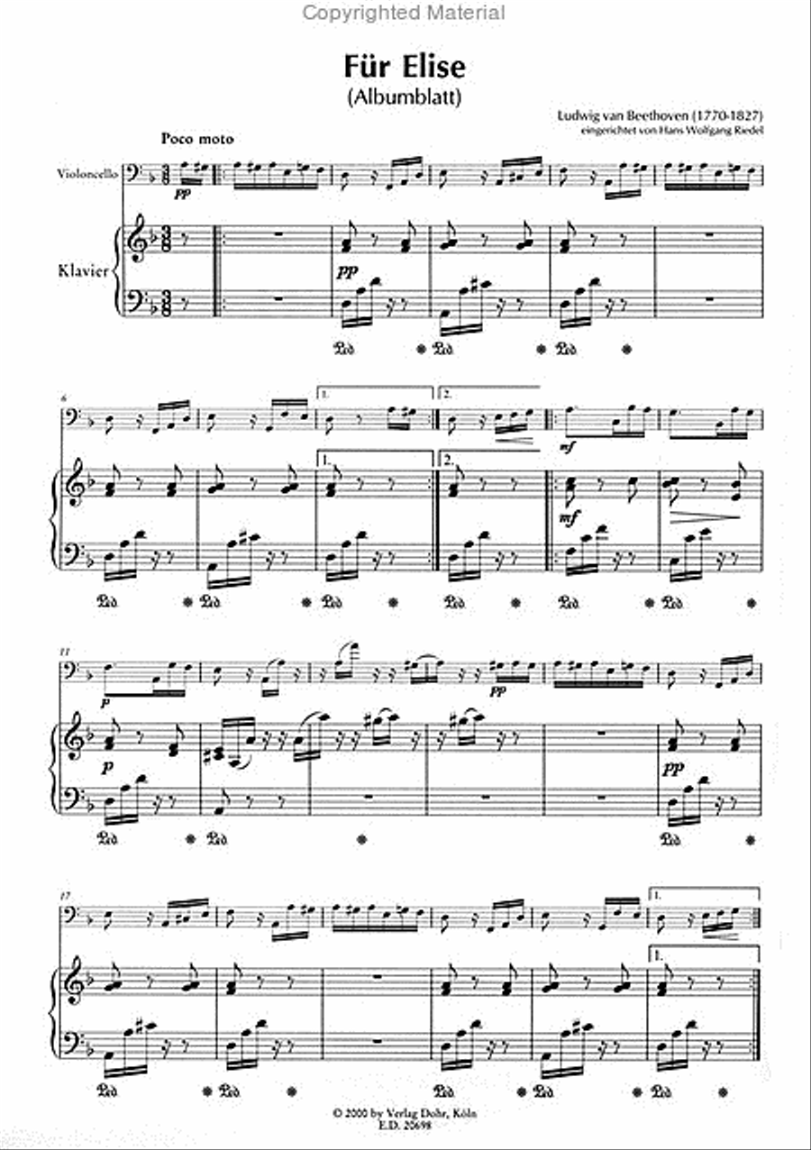 Für Elise -Albumblatt für Violoncello und Klavier- Piano Accompaniment scores gallery preview page 2