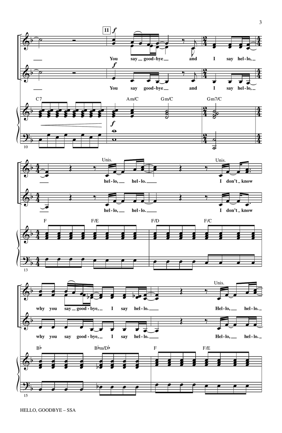 Hello, Goodbye (arr. Alan Billingsley) SSA scores gallery preview page 2