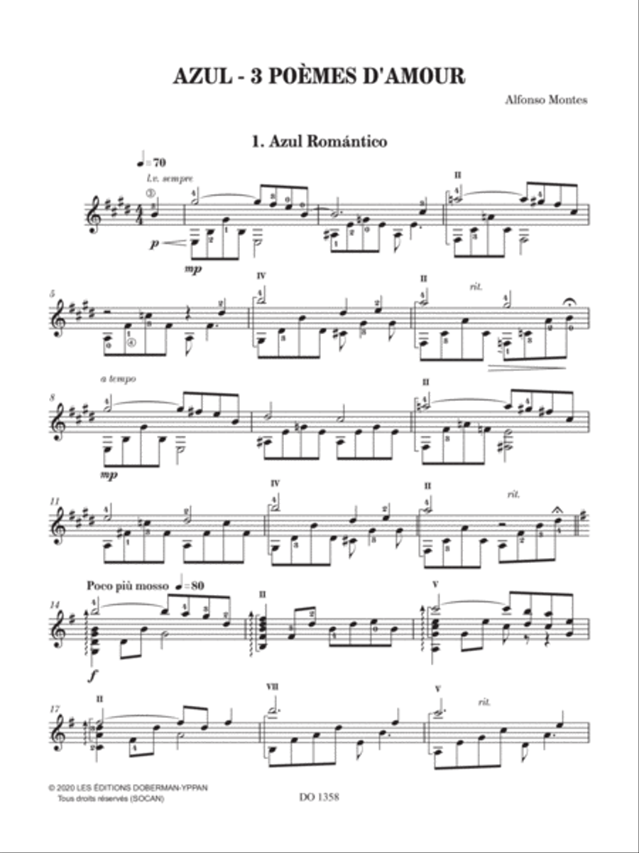 Azul - 3 Poèmes d'amour Classical Guitar scores gallery preview page 3