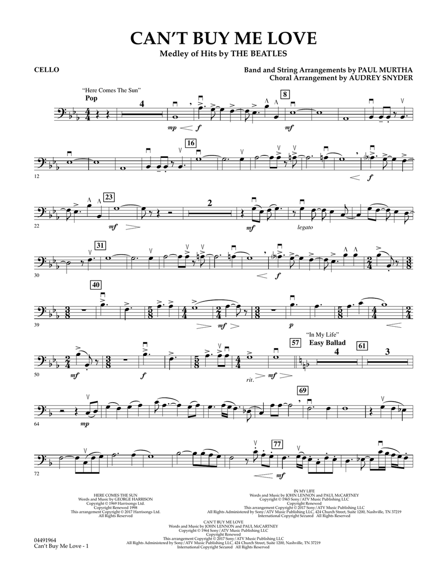 Can't Buy Me Love - Cello Orchestra scores gallery preview page 1