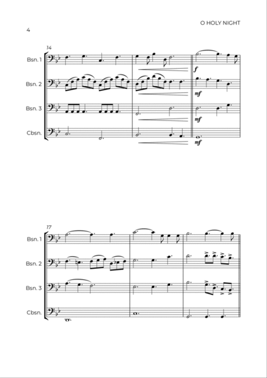 O Holy Night Bassoon Quartet scores gallery preview page 4