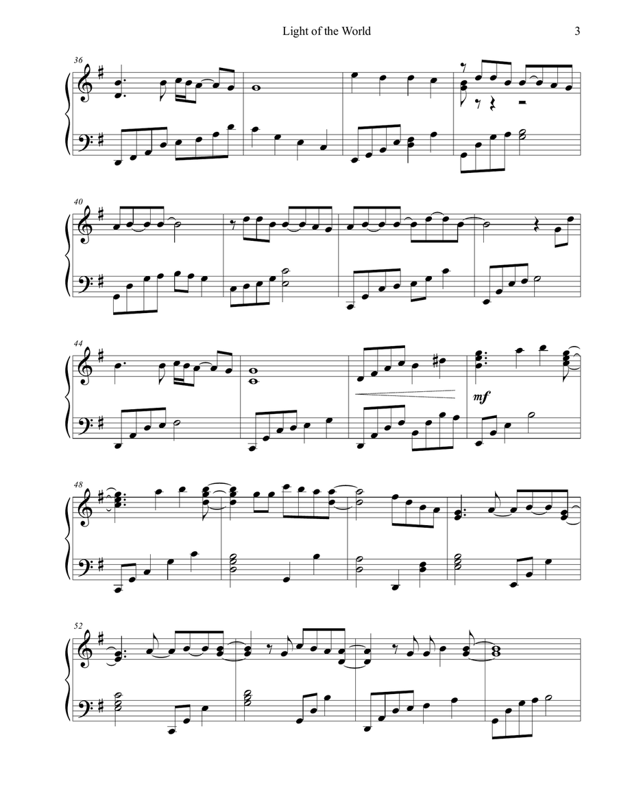 Light Of The World Light Of The World Piano Solo scores gallery preview page 3