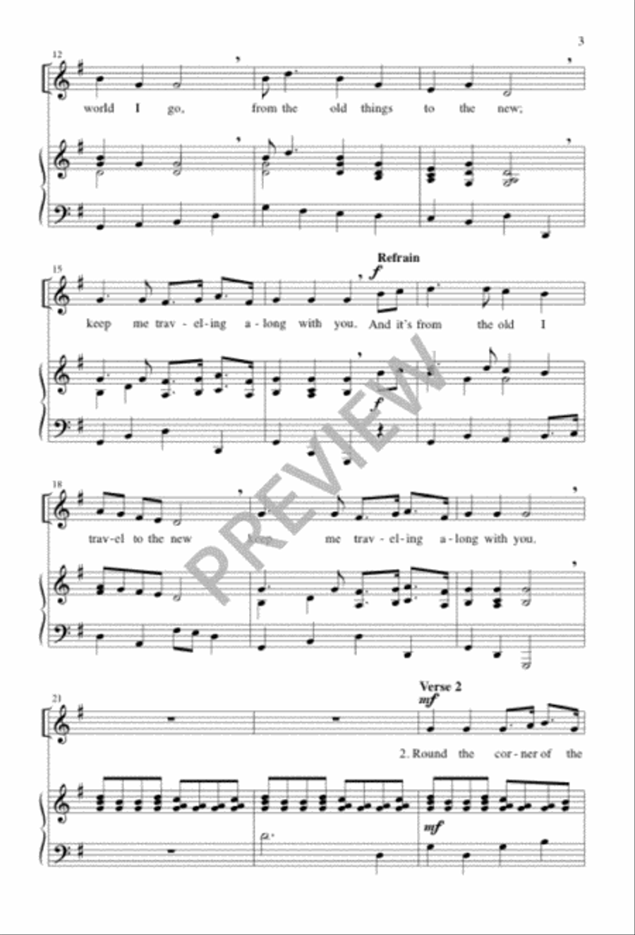 One More Step along the World I Go Unison Choir scores gallery preview page 3