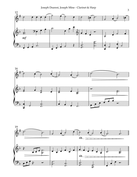 Joseph Dearest, Joseph Mine, Duet for Bb Clarinet & Harp image number null